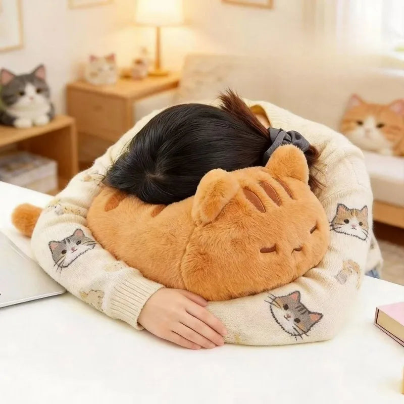 Cute Orange Cat Plush Toy Kawaii Fluffy Kitty Plushie Toy Soft Cat Stuffed Doll Toy Home Decoration for Friends Birthday Gift