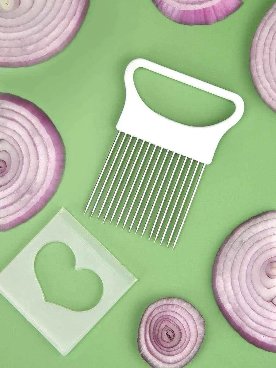 Effortlessly Slice Onions with this 1pc Colorful Onion Slicer Kitchen stainless steel potato chip onion holder