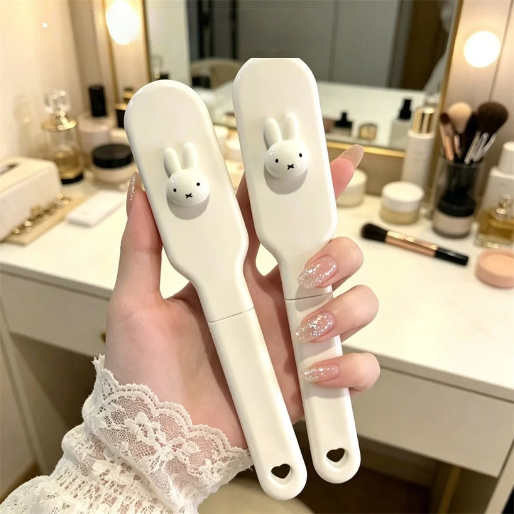 Miffy Foldable Hair Brush Cute Rabbit Portable Anti-static Comb Scalp Massage Detangling Travel Hair Styling Tool for Girls