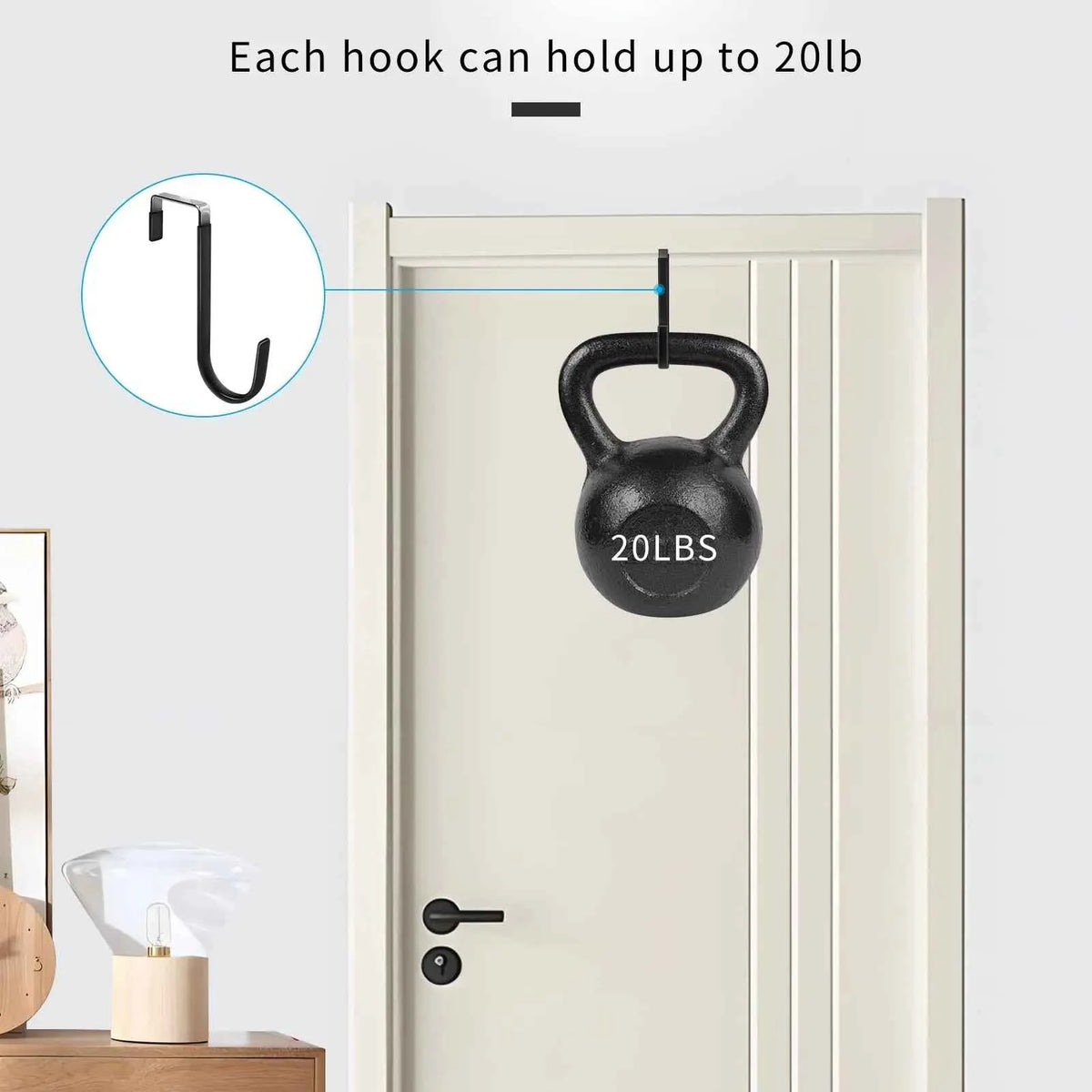 Door Hangers Hooks with Rubber Organizer Hooks for Living Room, Bathroom, Bedroom, Kitchen Hanging Clothes, Towels, Hats, Coats