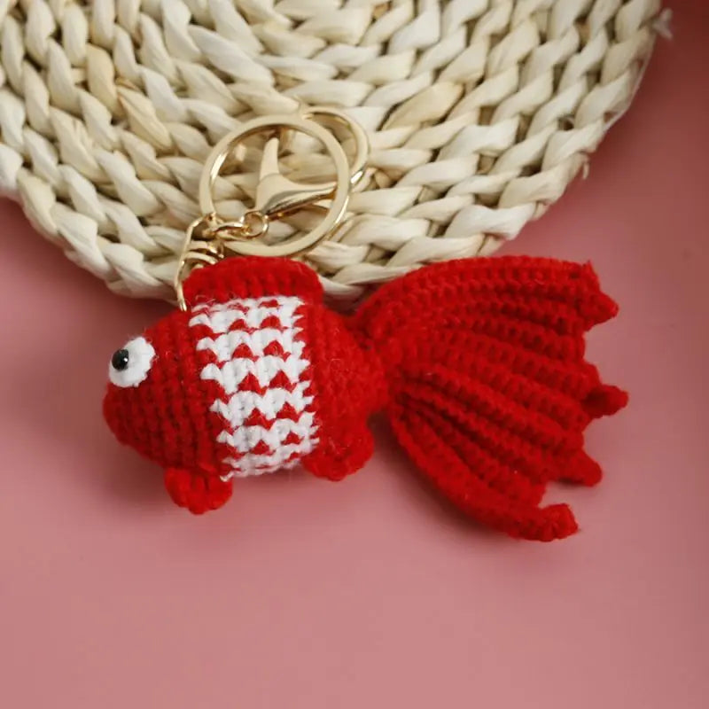 Funny Shrimp Crochet Keychain Cute Ocean Bag Charm