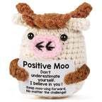 Positive Crochet Cat Mini Animal Emotional Support Gift, Fun Crochet Mini Handmade Cat, Suitable for Female Male Friends Mom Daughter Son, Plush Duck Shark Penguin Decorative Ornament, Birthday Christmas Decoration Graduation