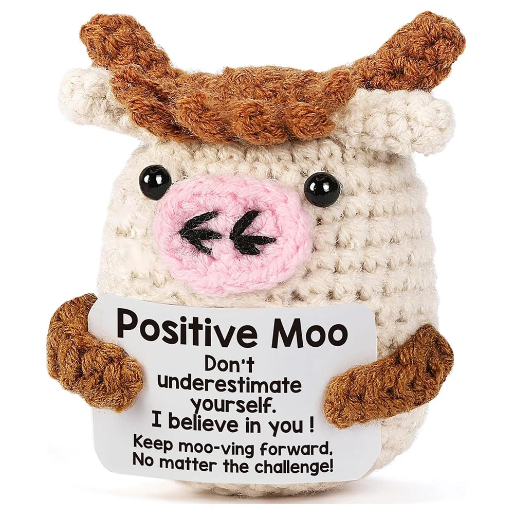Positive Crochet Cat Mini Animal Emotional Support Gift, Fun Crochet Mini Handmade Cat, Suitable for Female Male Friends Mom Daughter Son, Plush Duck Shark Penguin Decorative Ornament, Birthday Christmas Decoration Graduation
