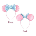 Cinderella Cartoon Mouse Ear Headband Sequin Bows Girl Adult Kid Halloween DIY Party Cosplay Hair Accessories Princess Hairband