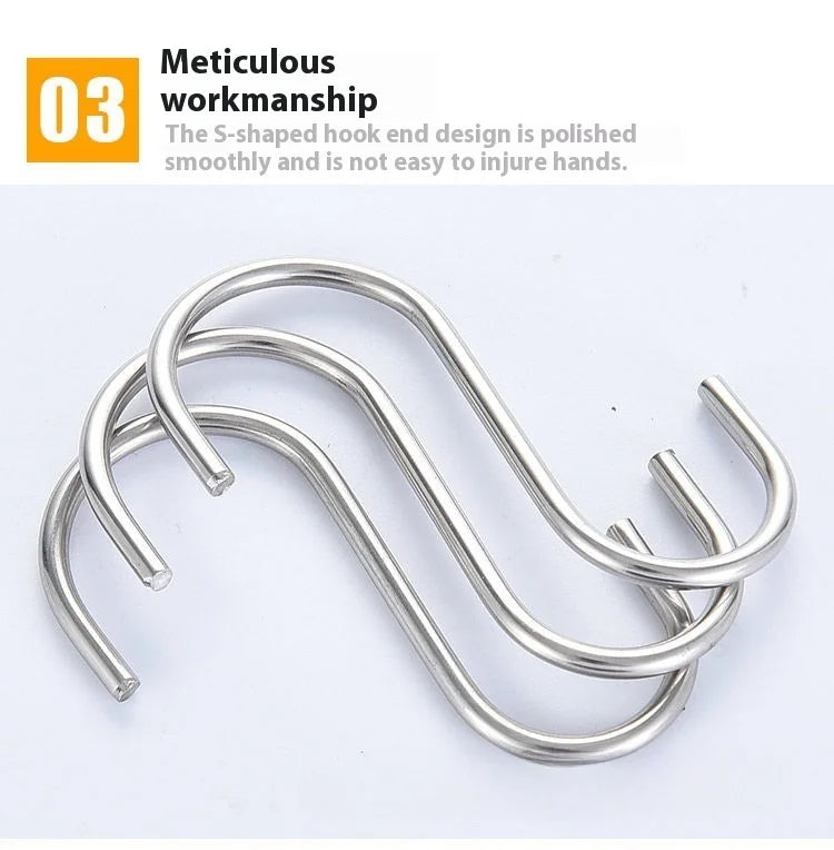 10 pcs Stainless steel S shaped hook Large hook S hook, multi purpose S shaped hook metal S-hook hook for kitchen and bathroom
