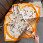 2025 Silk Shawl Print Headscarf Cat Hair Wrap Neckerchief Female Satin Square Scarf For Women Headband Foulard Hijab Bandana