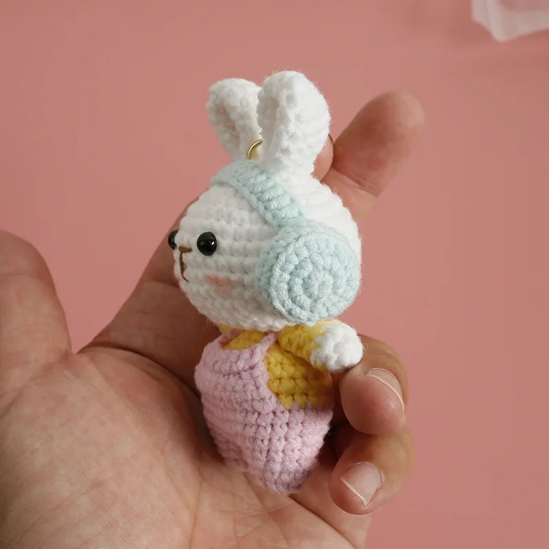 Cute Mushroom Rabbit Crochet Keychain Bunny Bag Charm