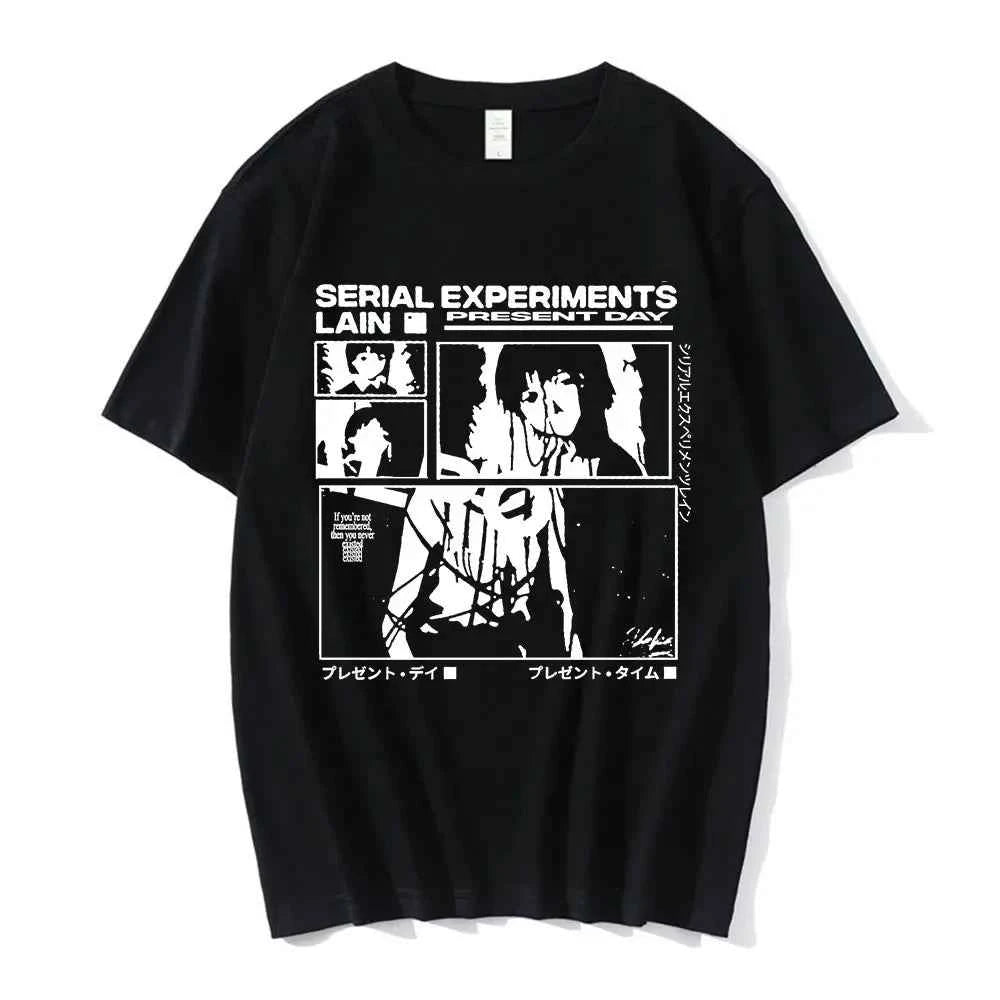 Anime Serial Experiments Lain T-Shirt Men Women Graphic T Shirts Unisex Iwakura Manga Girl Sci Fi Short Sleeve Tee Tops 62463