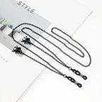 Retro black spider glasses chain men's and women's fashionable glasses holder glasses accessories, suitable for costume parties