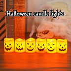 6Pcs LED Candle Light Battery Powered Pumpkin Skull Ghost Spooky Light Halloween Party Decora Ambiance Electronic Candle Lights
