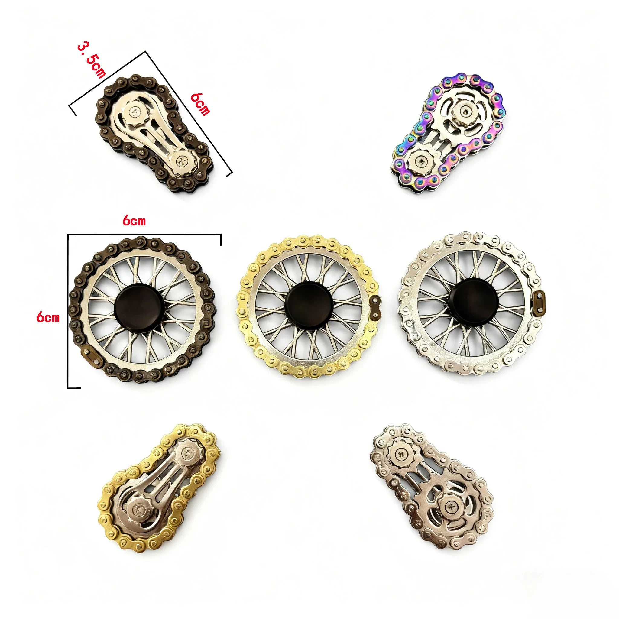 Metal Gear Bike Chain Fidget Spinner Flywheel Stress Relief Toy
