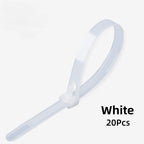 20pcs Plastic Reusable Cable Zip Ties 8*200/250/300/450 Releasable Nylon Adjust Loose Slipknot Recycle Detachable Bundle 5*200
