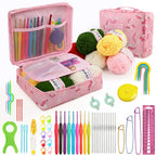 FELE 59Pcs/Set Portable Crochet Knitting Set DIY Beginner Crochet Hook Kit With Storage Bag Material Pack and Storage Tools
