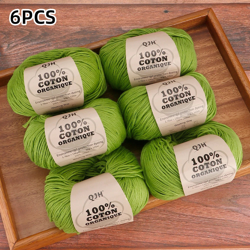 6pcs Cotton Soft Breathable Yarn Thread Set-Perfect for Hand Knitting, Crocheting, Weaving Hats, Scarves, Dolls, Bags, Sweaters