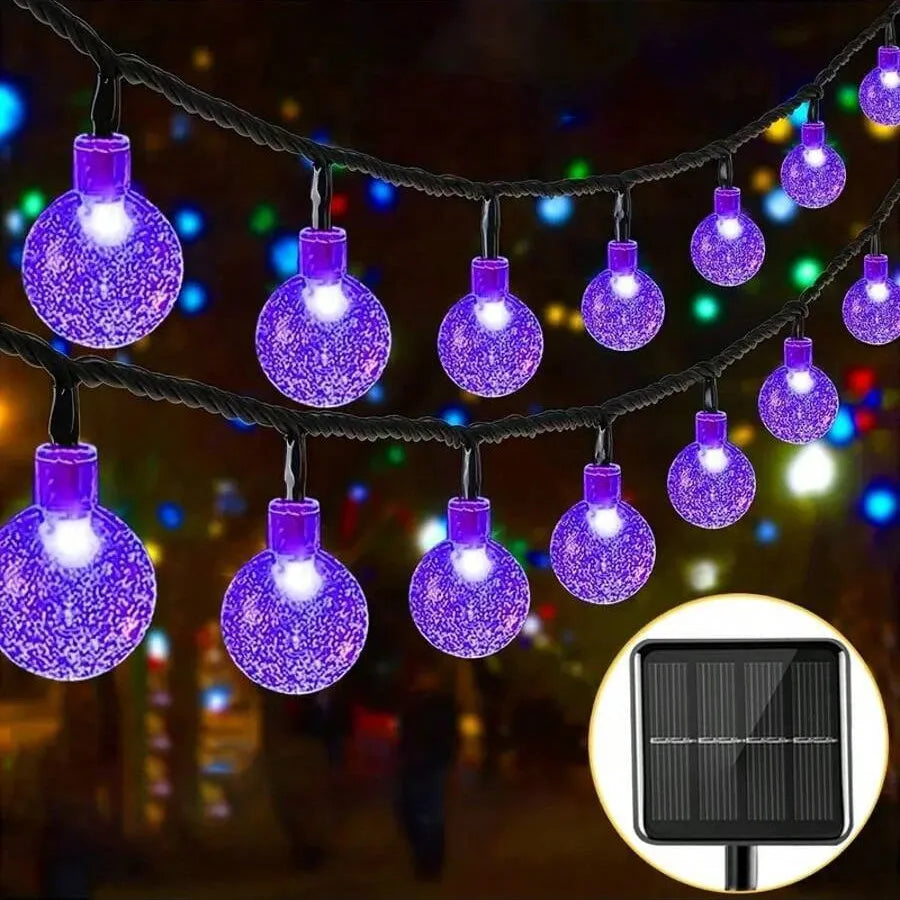 LED Solar String Lights Outdoor Crystal Ball String Light 8 Modes Lighting Solar Camping Lamp for Halloween Christmas Decoration