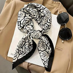 Elegant Nordic Style All Seasons Scarf Faux Silk Large Square Shawl Simple Chic Decorative Wrap For Teens