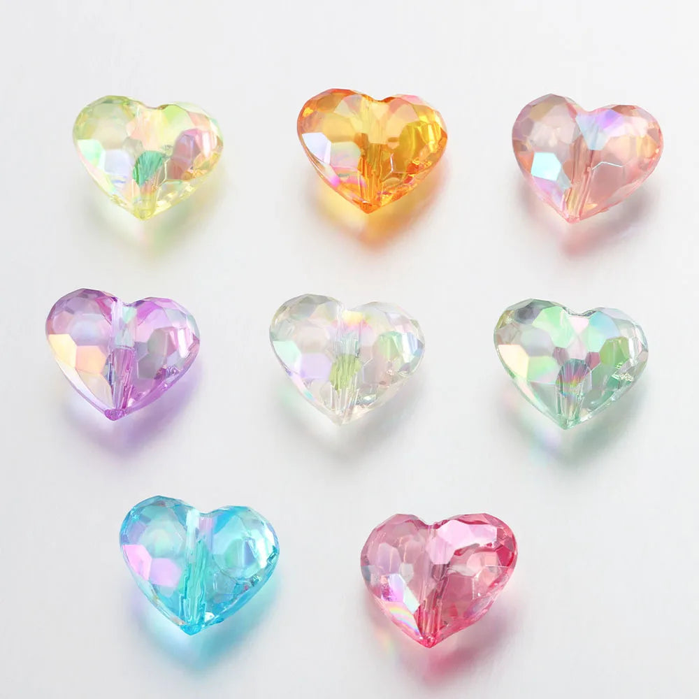 20pcs Acrylic Heart Beads Transparent Loose Spacer Beads for DIY Jewelry Making Pendants Neaklace Bracelet Needlework Material