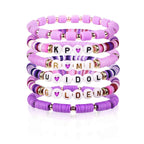 6pcs Korean Pop K-Pop Bracelet Set Multicolor Kpop Group Lettering Jewelry Durable Fan Accessory Concert Cosplay Birthday Gift