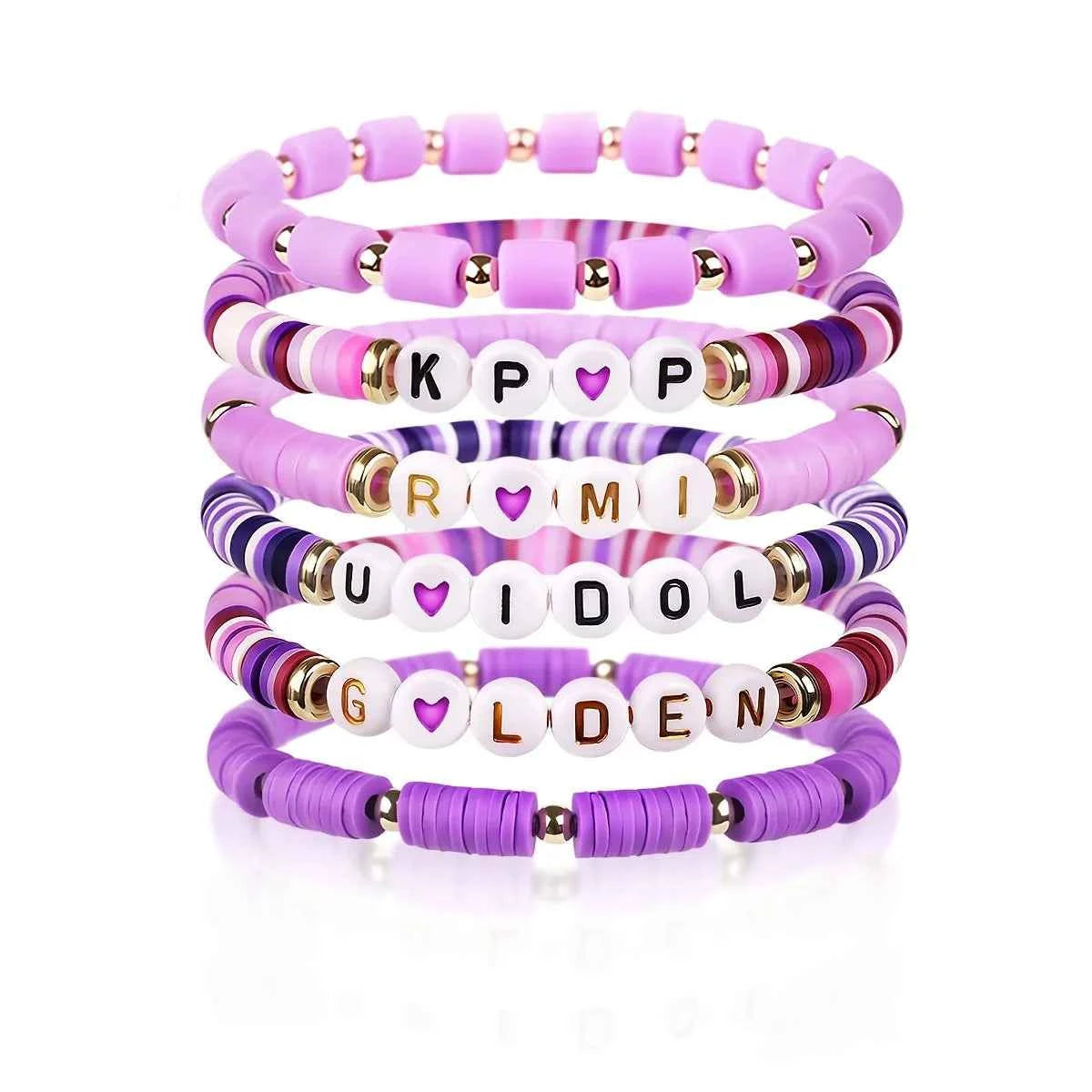 6pcs Korean Pop K-Pop Bracelet Set Multicolor Kpop Group Lettering Jewelry Durable Fan Accessory Concert Cosplay Birthday Gift