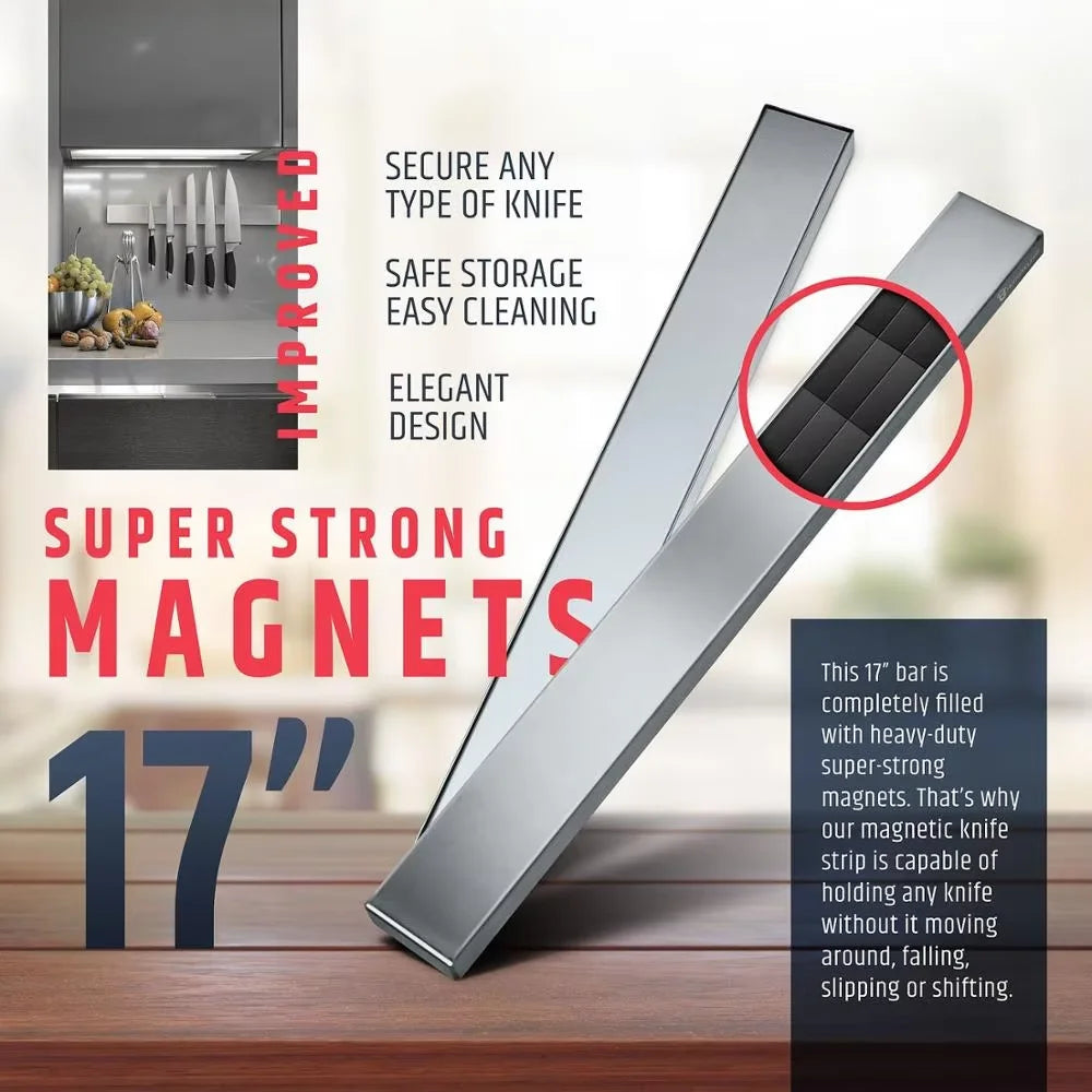 LMETJMA Professional Magnetic Knife Strip Stainless Steel Magnetic Knife Holder Rack Kitchen Knife Bar 30 40 50 cm JT333