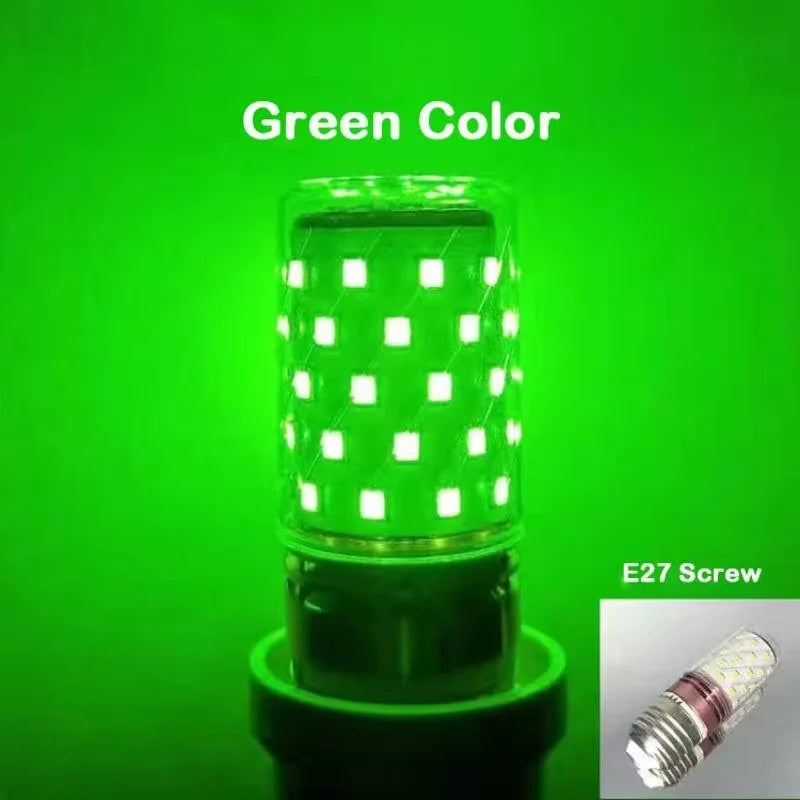 E27 LED Colorful Corn Bulb 12W RGB Pink Red Blue Green Purple Golden 7 Colors AC 220V Decorative Lamp for Chandelier Home Party