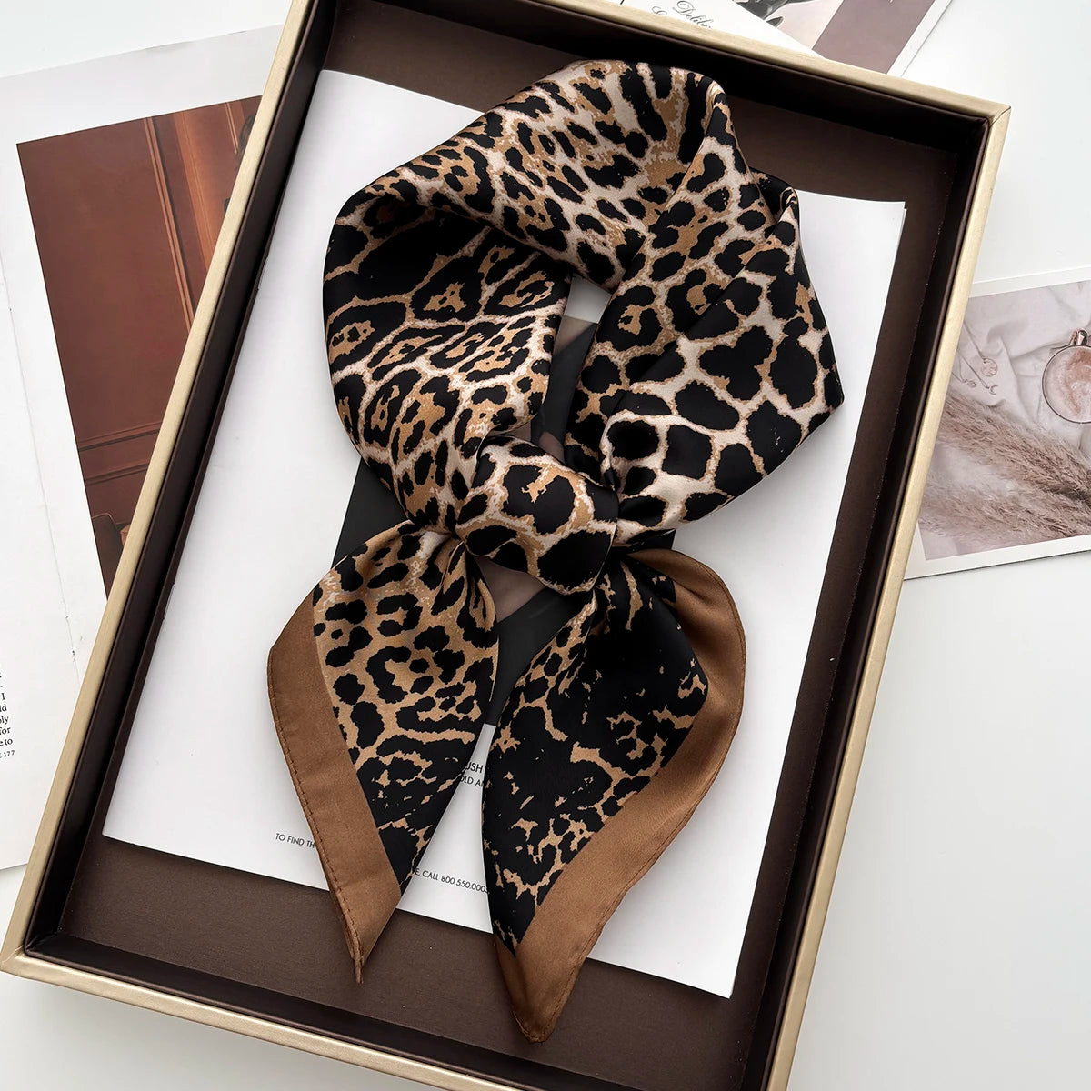 Luxury Floral Print Female Satin Neck Scarf Square Hair Scarves Foulard Head Band Shawls Wraps Neckerchief Bandana Women