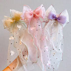 Mesh Bow Hair Accessory Children's Sweet Princess Hair Clip Girl's Ponytail Top Clip