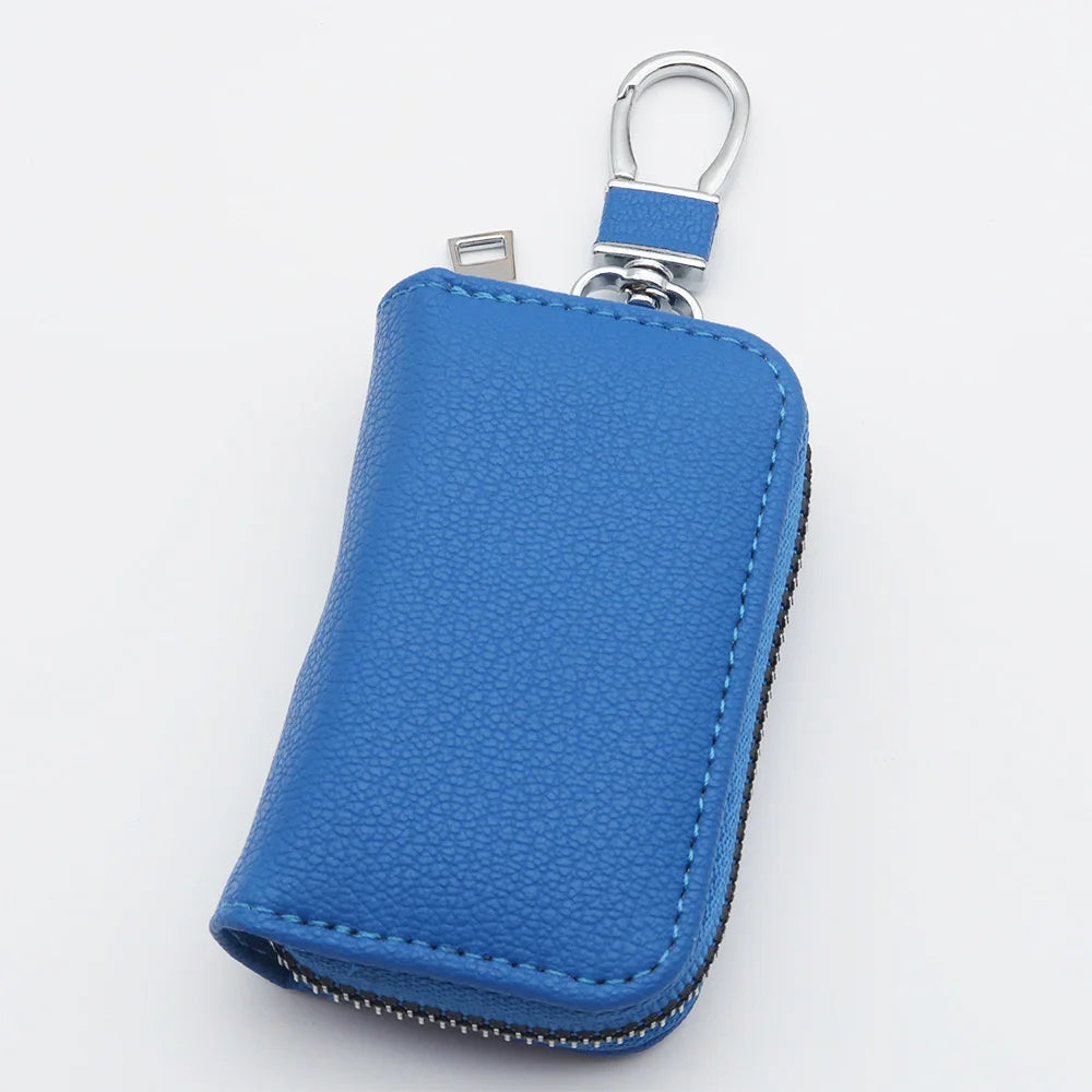 Men Key Holder Housekeeper PU Leather Car Key Wallet Keys Organizer Women Keychain Cover Zipper Key Case Bag Unisex Pouch Purse