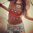 summer new women Y2K Girl Retro Hot Fix Rhinestone Application Round Neck Top T-shirt Funny Vintage Tama Jun Top