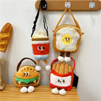 Burger & Fries Plush Keychain Set Cute Bag Charm Collection