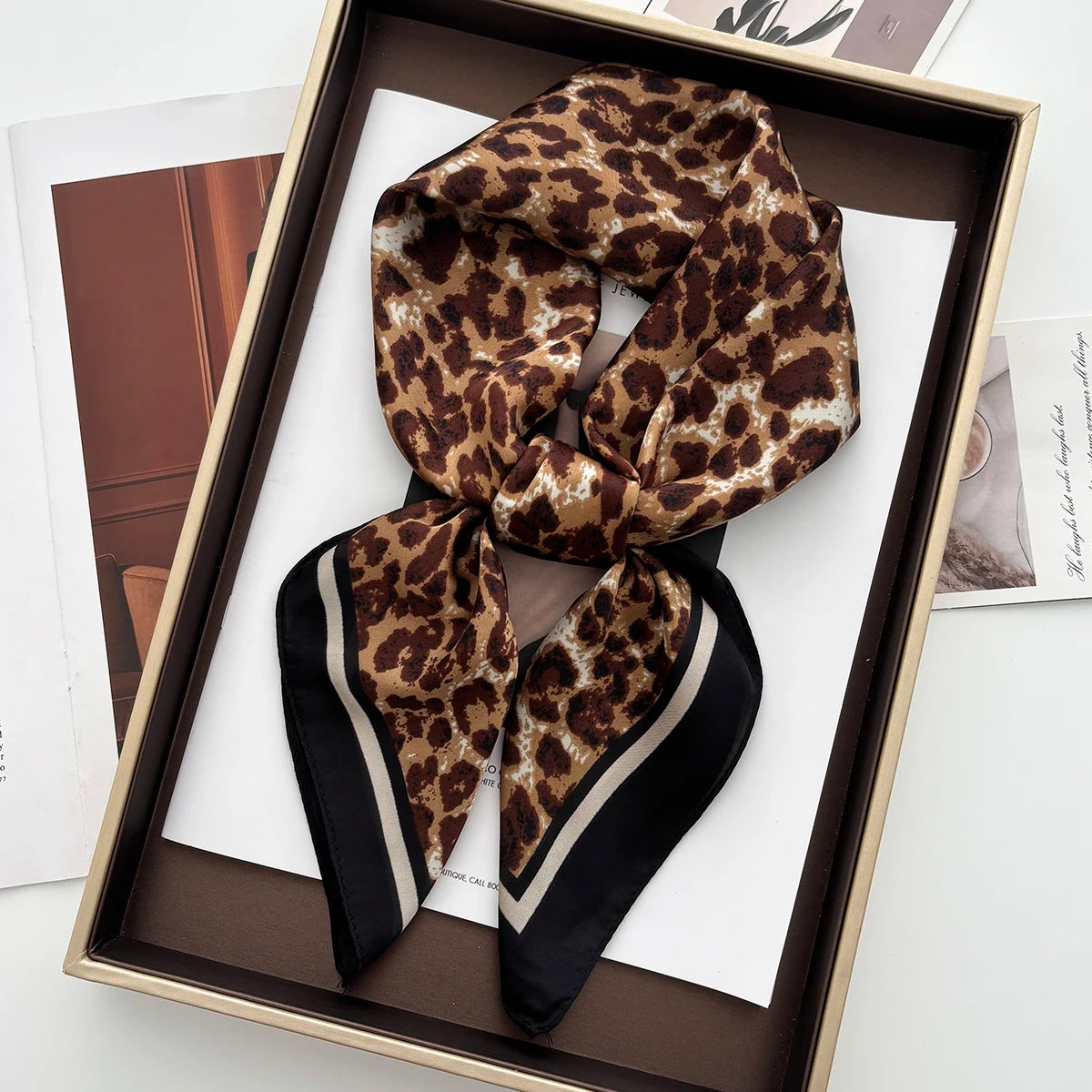 Luxury Floral Print Female Satin Neck Scarf Square Hair Scarves Foulard Head Band Shawls Wraps Neckerchief Bandana Women