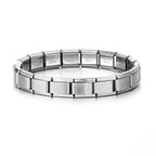 Trendy Square Italy Stainless Steel Bracelets For Women Men HipHop Metal Italian Modules Stretchable Gift Birthday Party Jewelry