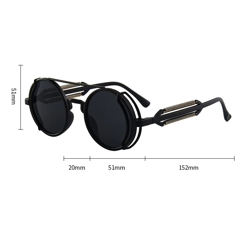 Retro Classic Steampunk Sunglasses UV400 Round Frame Design Colored Lenses Glasses Eyewear Gothic Men Women Sunglasses Steampunk