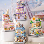 NEW Panda Pet Coffee Ice Cream Flower Shop Store Street View Food House Building Blocks Kit Girls Bricks Model Kids Toy Children