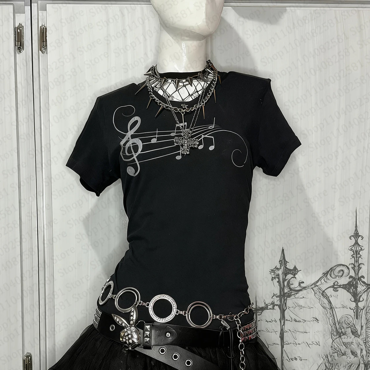 Aesthetic Kawaii clothing retro women's 90s cut top women's baby letter T-shirt Y2k fashion casual 2000s top emo girl Harajuku
