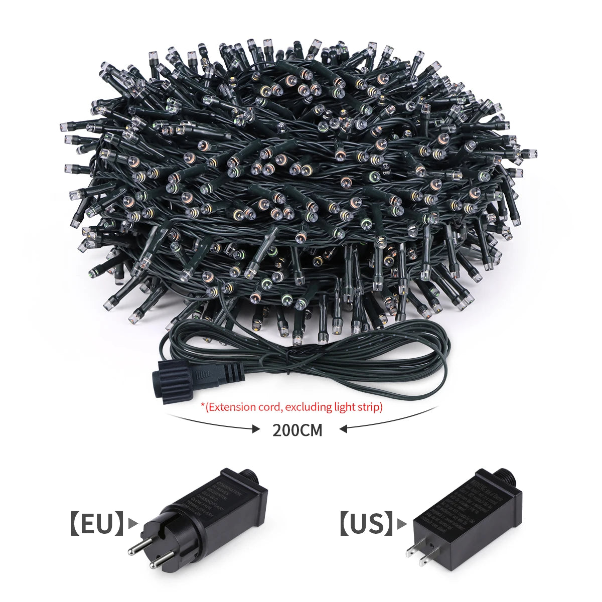 10/20/50/100m LED String Christmas Light With EU US Power Adapter Outdoor Waterproof Fairy Garland Lights Halloween Garden Decor