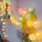 Halloween Cotton Garland Balls Lights String Christmas Outdoor Hanging Party Baby Kids Room Bed Fairy Lights Wedding Decorations