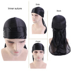 3PCS/LOT Long Durag Silk Satin Bandanas Cap Turban Hat Wigs Biker Headwrap Chemo Cap Pirate Hat Men Women Hair Accessories