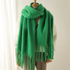 Women’s Warm Winter Pashmina-Feel Tassel Shawl Scarf