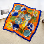 2025 Silk Shawl Print Headscarf Cat Hair Wrap Neckerchief Female Satin Square Scarf For Women Headband Foulard Hijab Bandana