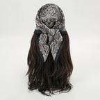 Bohemian Style Floral Print Women’s Square Silk Scarf Satin Head Wrap Tropical Leaf Flower Design Scarves Bandana Hijab