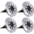 4 Pcs 8LED Solar Power Disk Light Outdoor Garden Solar Underground Light Deck Light Spotlight Buried Solar Led Lamp