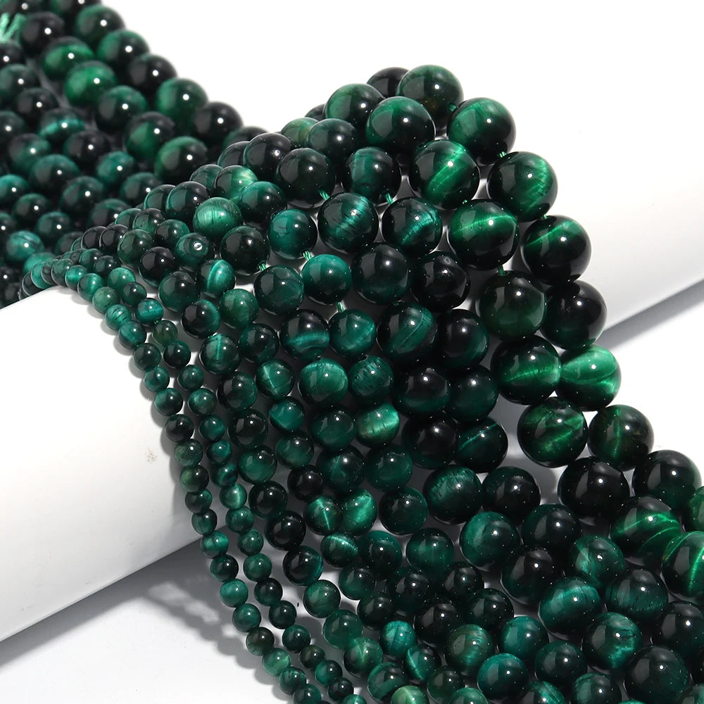 1String/Lot 4 6 8 10 12mm Natural Stone Round Tiger Eye Crystal Turquoises Spacer Beads For DIY Crafts Ornament Making Supplies