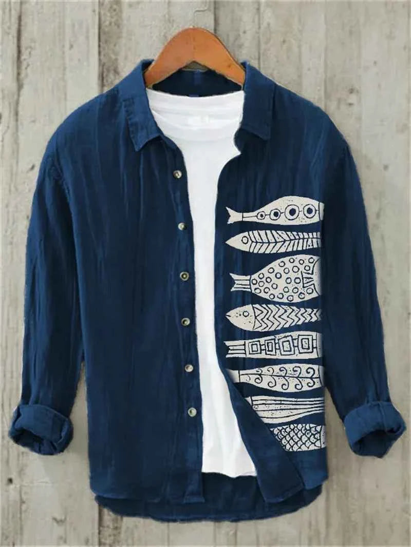 Men's Long Sleeve Shirt 3D Sun Printed Hawaiian Casual Shirt Button Short Sleeve Beach Holiday Top