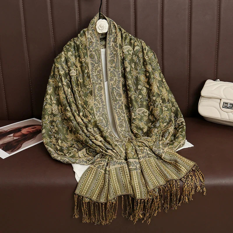 2025 new ethnic style retro shawl cashew flower geometric scarf cloak tassel scarf multi-color variety options available