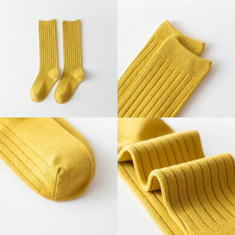 0-12Y Teenage Boys And Girls Cotton Socks Casual Ribbed Knee High Kids Long Tube Socks Baby Stocking Winter Children Sock School