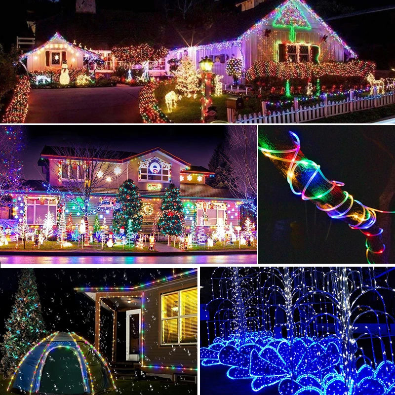 Solar Rope Lights Solar LED Light Path Deck Outdoor Garden Solar String Lights Waterproof Outdoor Lighting Strips 8 Light Modes