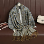 2025 new ethnic style retro shawl cashew flower geometric scarf cloak tassel scarf multi-color variety options available