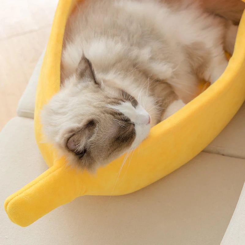 Banana Cat Bed House Funny Cute Cozy Cat Mat Beds Warm Durable Portable Pet Basket Kennel Dog Cushion Cat Supplies Multicolor - WTN Essentials 