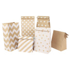 6/12/24pcs Mixed Style Kraft Craft Paper Bags Wave Dot Candy Cookie Packaging Bag Birthday Party Supplies Wedding Guest Gift Bag